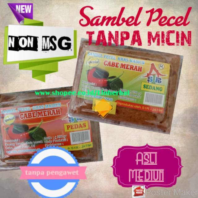 

PROMO 250gr SAMBAL PECEL CABE MERAH NON MSG tanpa micin tanpa pengawet