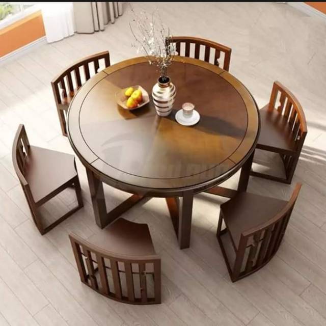 Meja makan jati minimalis mewah 6 kursi