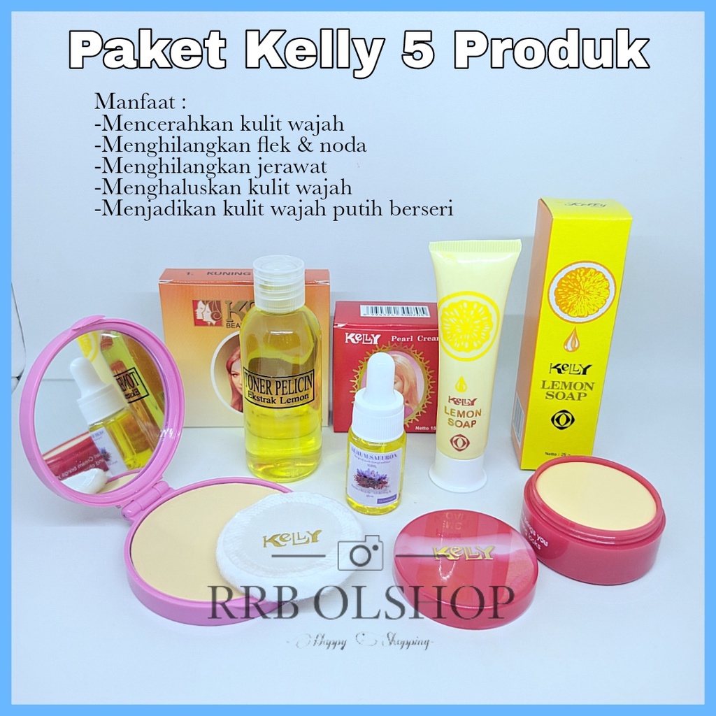 Paket Kelly 3in1 Plus Serum & Toner - Pearl Cream Kelly 15gr + Kelly Lemon Soap 25gr + Bedak Kelly B