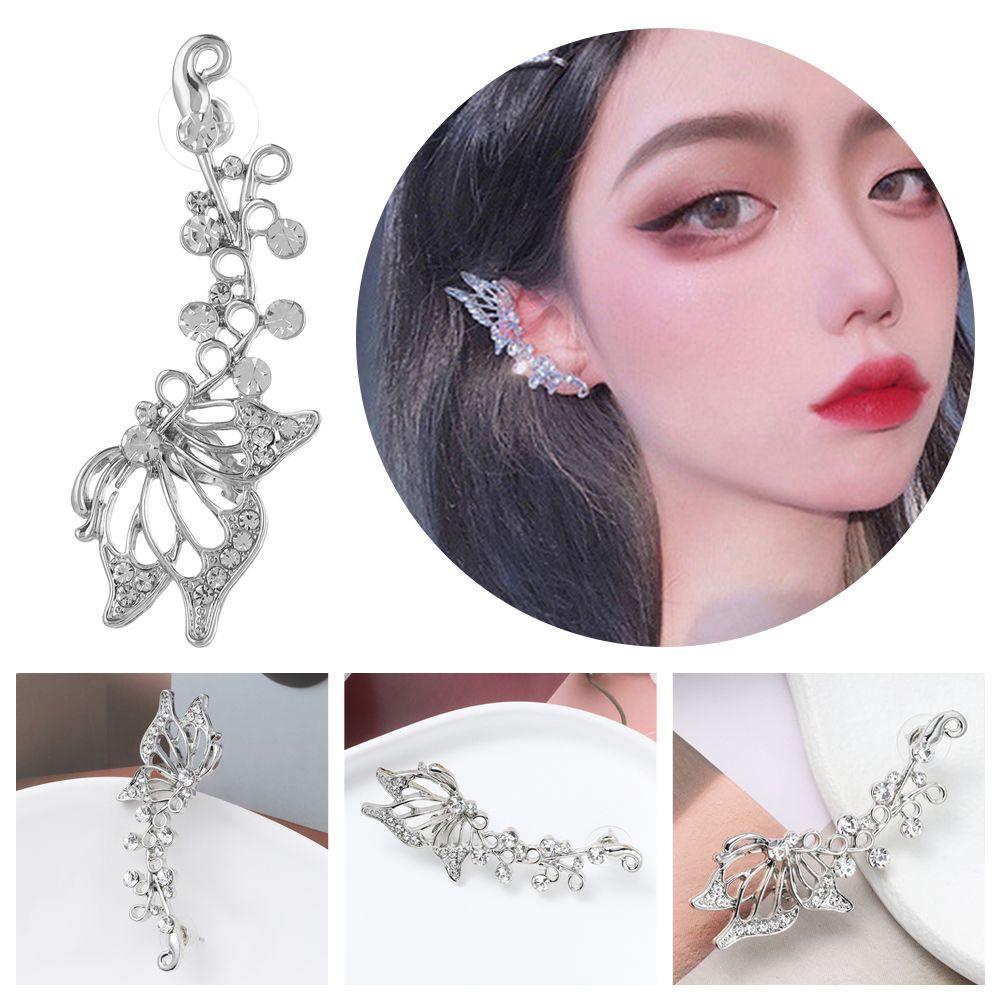 Nanas Manset Telinga Anting Earcuff Halloween Wanita Kupu-Kupu Punk Peri Telinga Bungkus