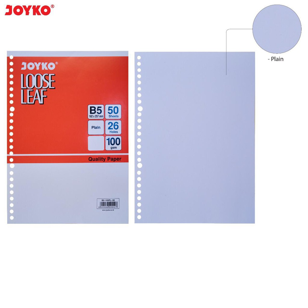 

KERTAS FILE / LOOSE LEAF B5 merk JOYKO isi 50- POLOS