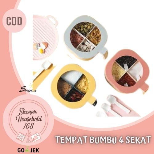 TERBARU , SHENAR TEMPAT BUMBU 4 SEKAT/ KOTAK BUMBU DAPUR 4 IN 1/RAK BUMBU/KOTAK PENYIMPAN MODERN SPICE BOX