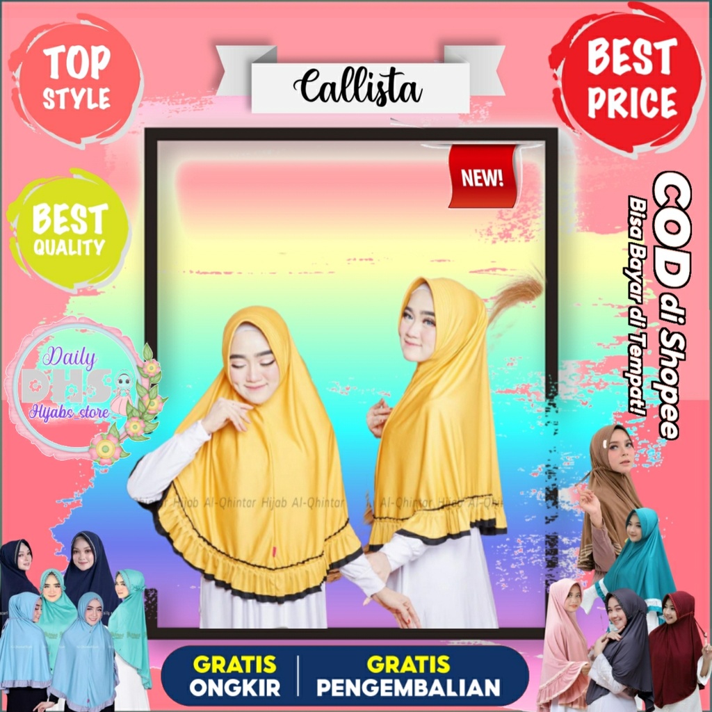Hijab instan Callista // Hijab langsung Jilbab dewasa Bisa COD Kerudung instan Jersey 2021 Bergo Dew