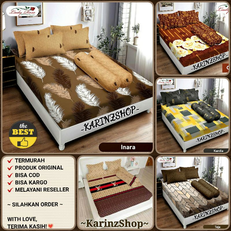 Sprei Lady Rose INARA/KANDIA/TEJA/GANIA/LOUIS (Uk. King 180x200 Nomer 1/Queen 160x200 Nomer 2)