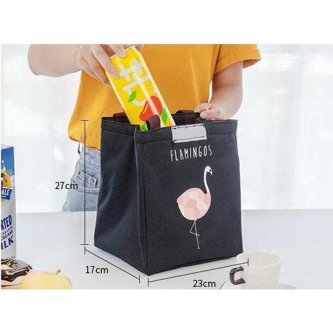 PC TAS BEKAL MOTIF FLAMINGGO lunch bag tas bekal cooler bag FLAMINGO lunch bag flamingo
