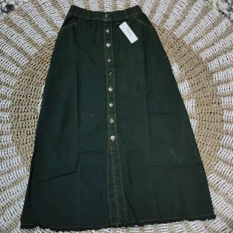 ROK PANJANG GISCA KANCING DEPAN// ROK BUTON MURAH// ROK RAWIS CANTIK-Army