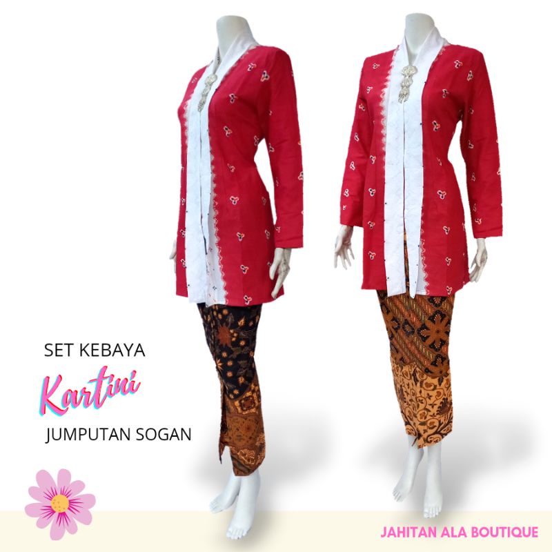 Jual Set Kebaya Kartini Batik Setelan Atasan Jumputan Rok Batik Sogan