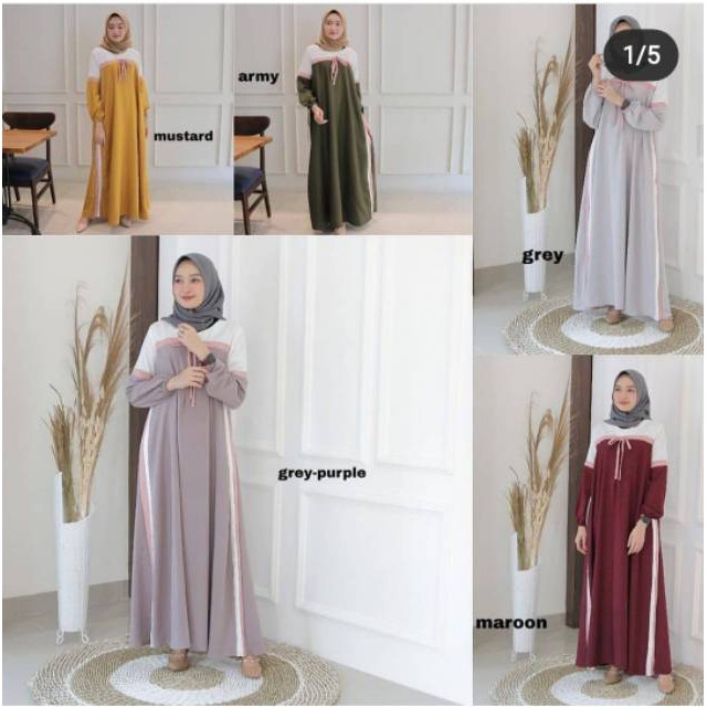 MS Gamis syari ity crepe / gamis syari set khimar / gamis polos / gamis italyan crepe