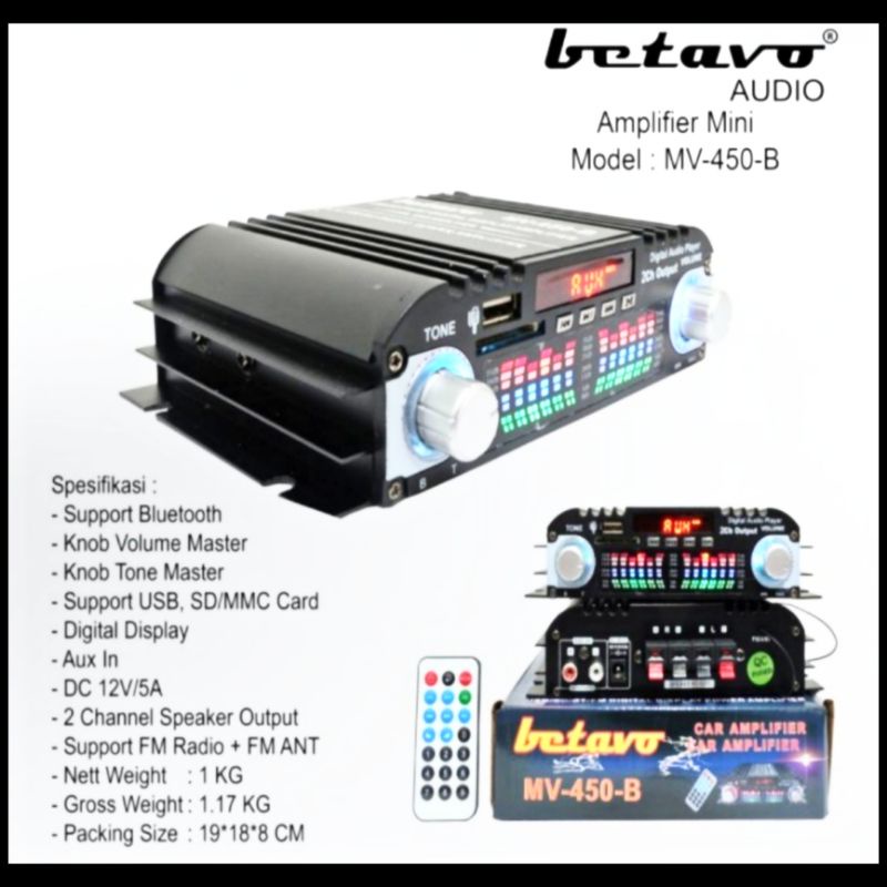 A1 Amplifier Mini / Ampli kecil Merek Betavo supporr USB Bluetooth Dan MMC Card