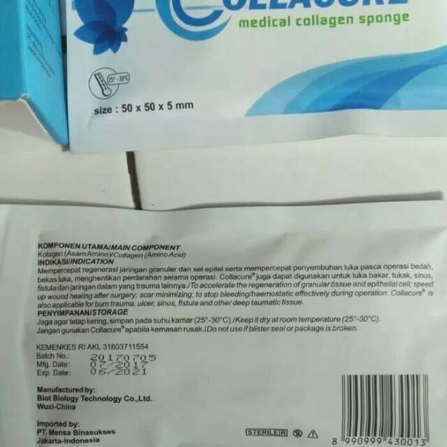 COLLACURE spon collagen dressing ukuran 50 x 50 x 5 mm