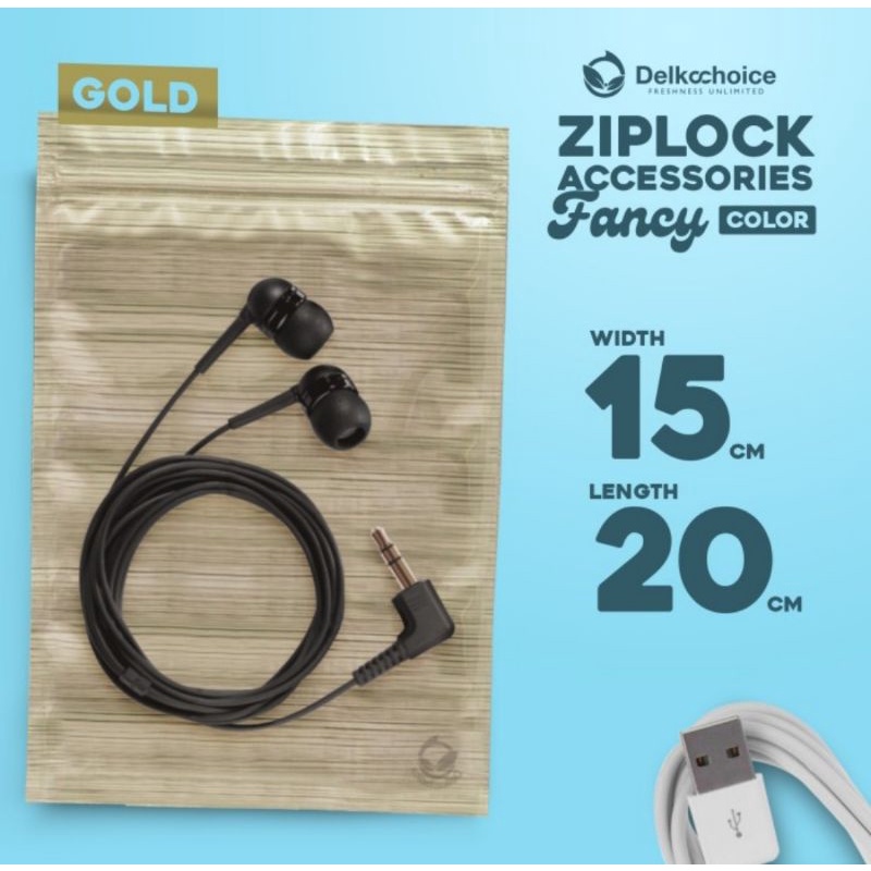 KEMASAN SACHET ZIPLOCK PLASTIK SASET KOMBINASI FOIL METALIZED SILVER GOLD 15X20 15CM X 20CM DELKOCHO