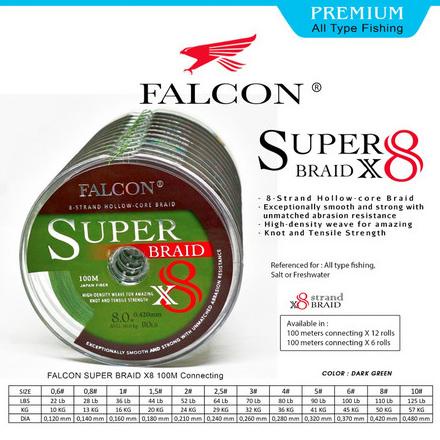 Senar Pe Falcon Super Braid X8 100 Meter