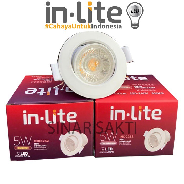 INLITE Lampu Spotlight Led 5W Lampu Downlight Led IN-LITE 5 W INDC232