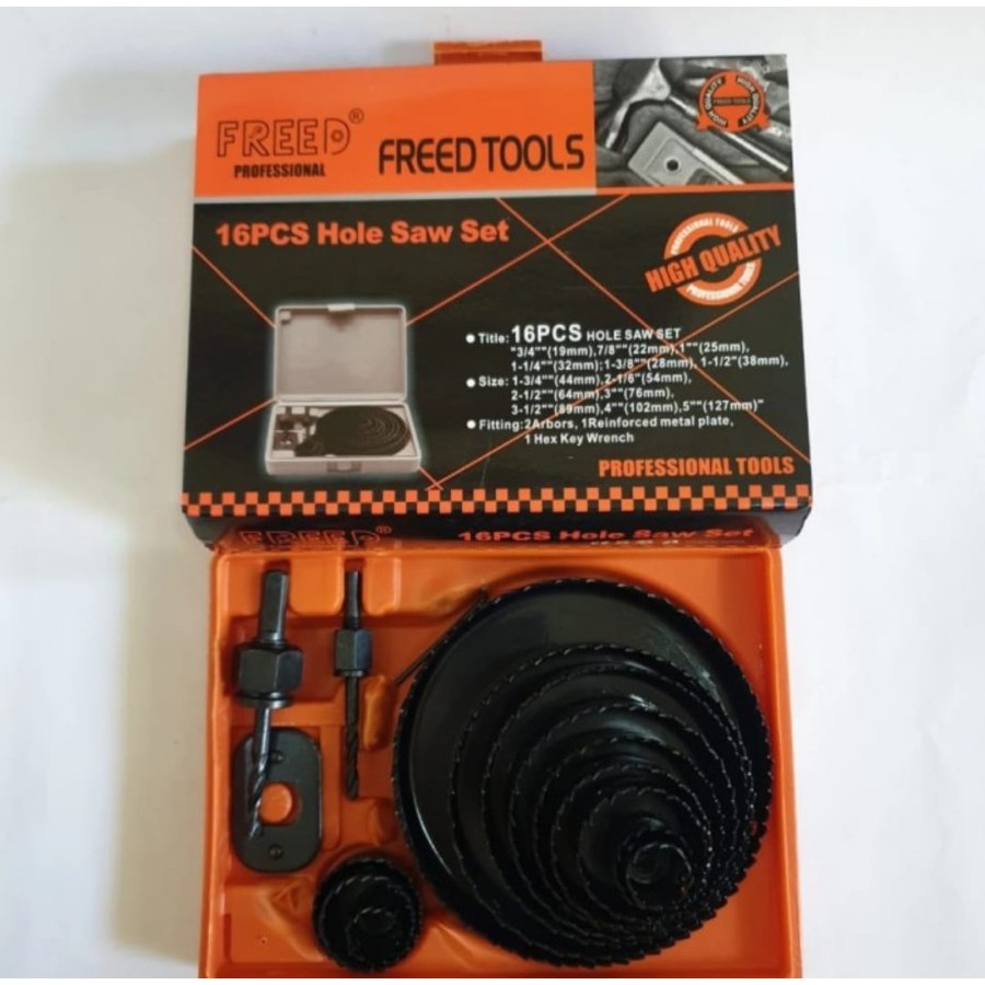 HOLESAW FREED MATA BOR PELUBANG KAYU SET 16PCS