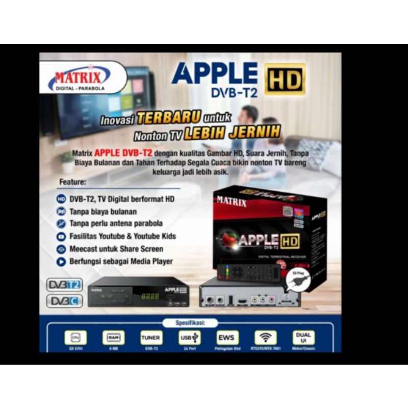 Receiver Antena / Decoder Apple DVB-T2 Garuda Matrix Merah