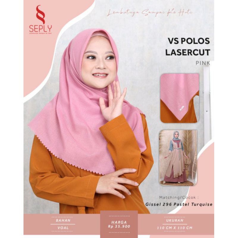 HIJAB SEGIEMPAT LASERCUT POLOS 110 X 110 || SEPLY