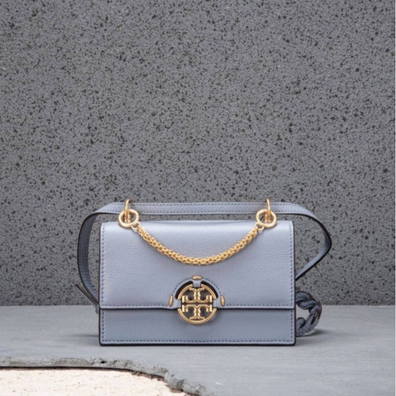 Tas tory burch miller mini crossbody bag cloud blue & light umber asli