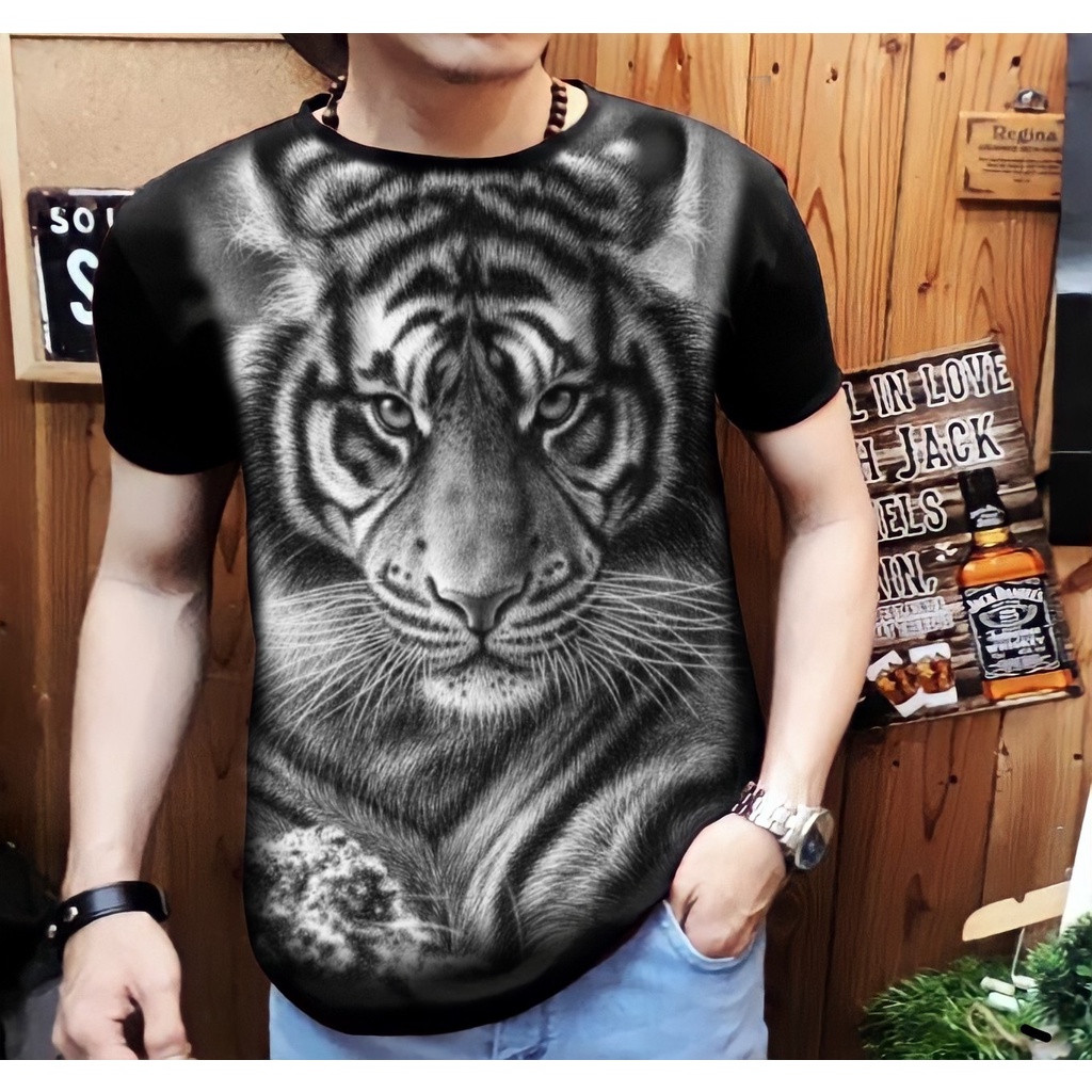 Kaos Distro Pria Design Macan Terbaru MC-04 / Ready size Jumbo XXL / Atasan Pria / Pakaian Pria / Bisa COD / Shalch trendy