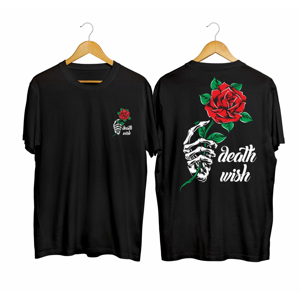 Kaos murah Kaos distro murah baju  distro pria t-shirt murah combed30s WISH ROSE HITAM