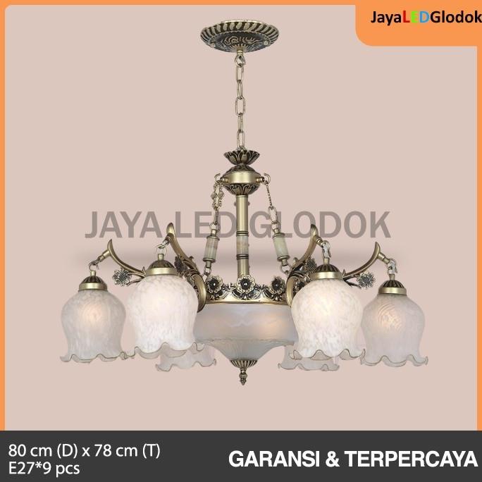 Lampu Gantung Ruang Tamu Hias Klasik Antik Bunga Cabang 6+3 Kamar Hpople