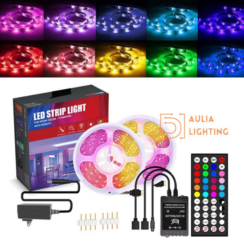 PAKET LAMPU TIDUR LED STRIP RGB SMD 2835 5050 HIASAN KAMAR  5M 10M AESTETIC REMOTE ADAPTOR TEMPEL DINDING DISCO LID  WARNA WARNI AULIASANTY  NATAL AQUARIUM 24 TOMBOL 44 SENSOR MUSIC BLUETOOTH WIRELESS TOMBOL CEWEK COWOK GAMERS MEJA PLAFON CEILING