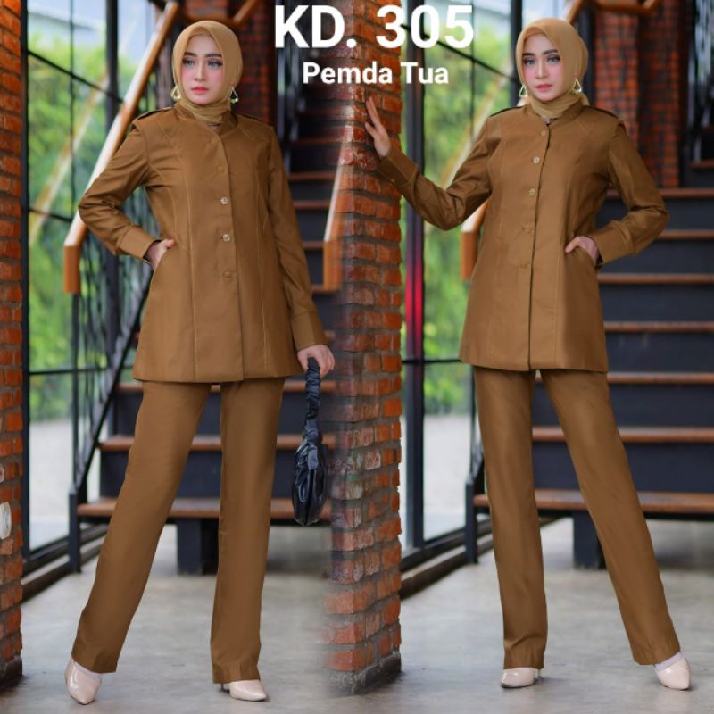 Baju Dinas Wanita Set Celana Warna Pemda Tua Blazer Kerja Set Celana Seragam Pemda Seragam Guru Sera