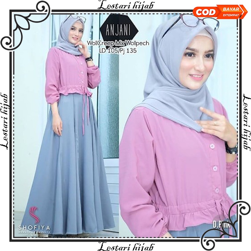 Baju Gamis Lebaran Wanita Perempuan Dewasa Remaja Muslim Terbaru Murah Anjanni Dres Kekinian 2021