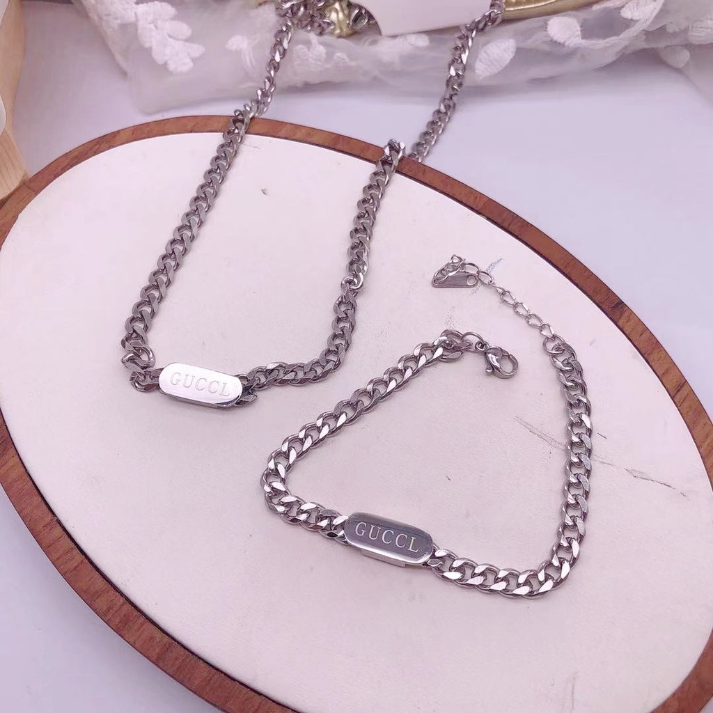 Kalung dan gelang titanium perhiasan fashion 7750,2576