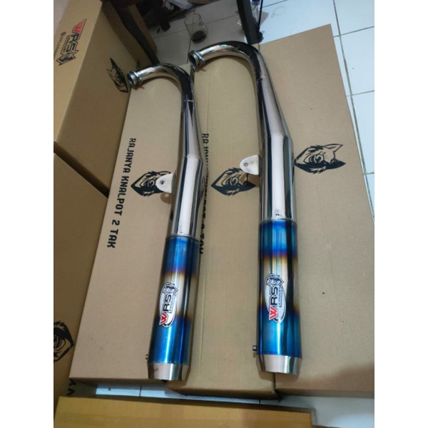 knalpot standar racing rx king rx spesial ujung biru original wrs