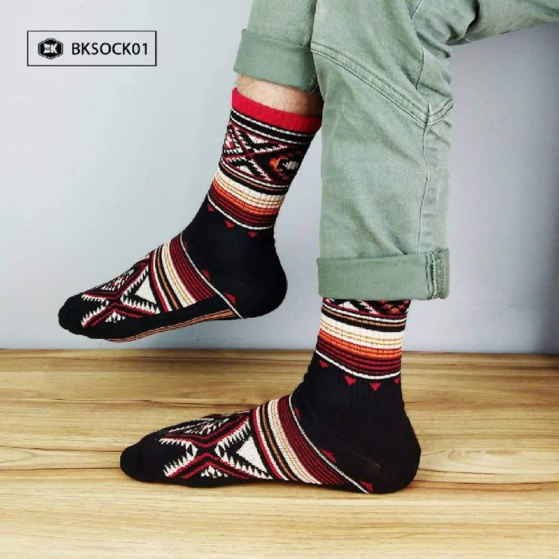 Kaos Kaki motif bunga ulos bk Sock ethnik Batak produk Baru