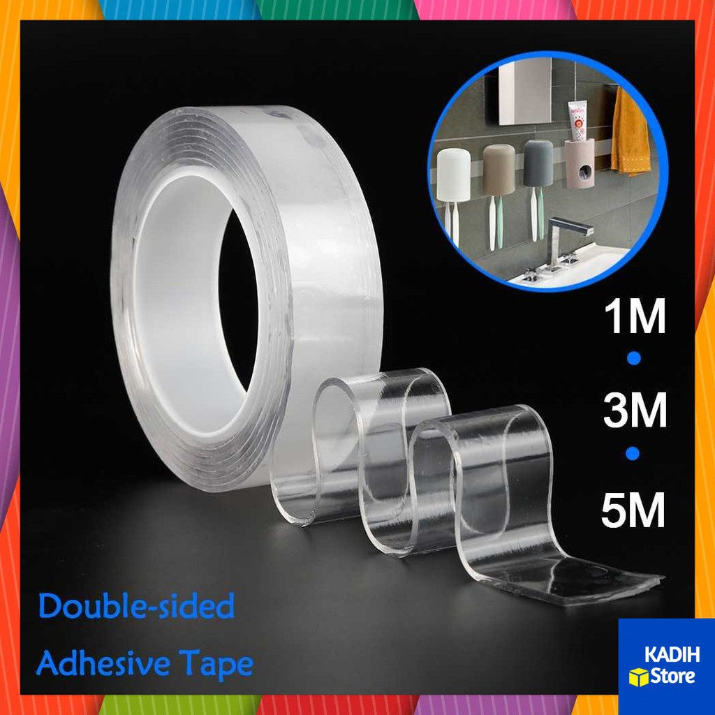 

Double Tape Kuat Perekat Transparan No Trace Washable Sticker Transparent Lakban Dua Sisi