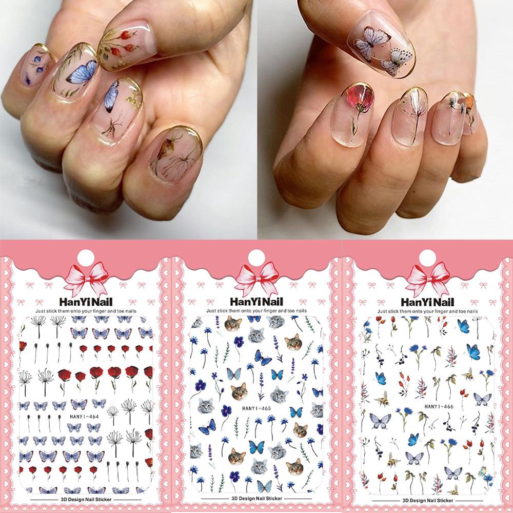 AUGUSTINA Agustina Butterfly Nail Art 3D Tahan Air Tembus Dekorasi Nail Art