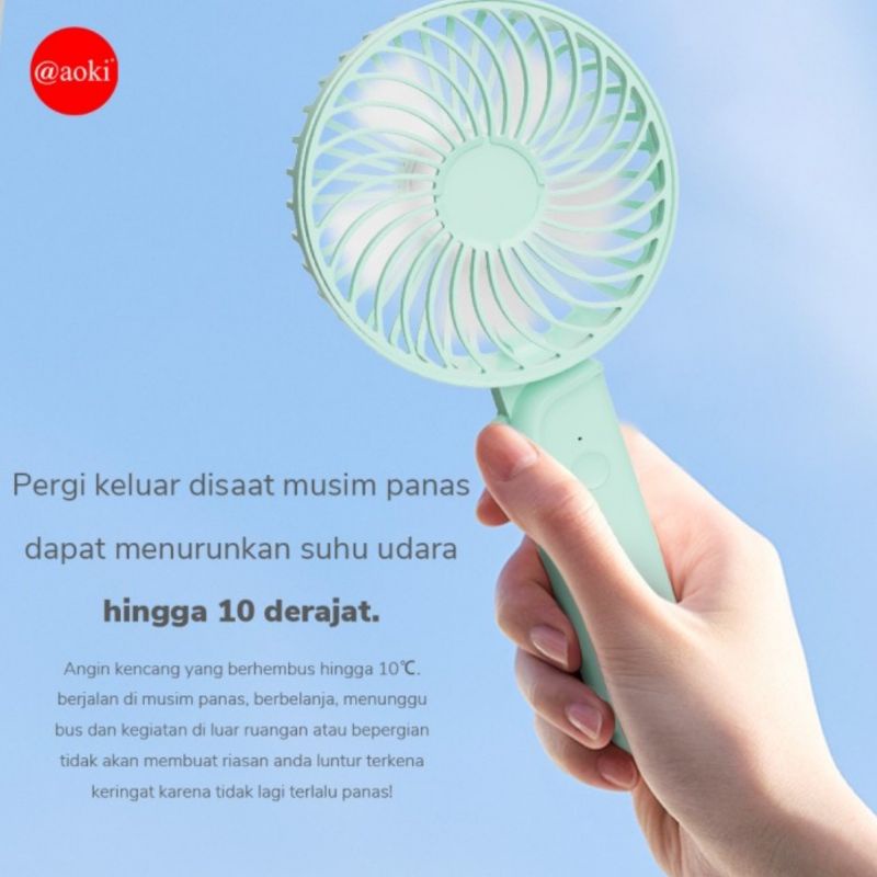 Aoki Mini Fan Portable USB Charge / Kipas Angin Genggam + Lipat AF-808Y