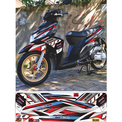 striping variasi mio m3/mio z racing warna hitam lis merah