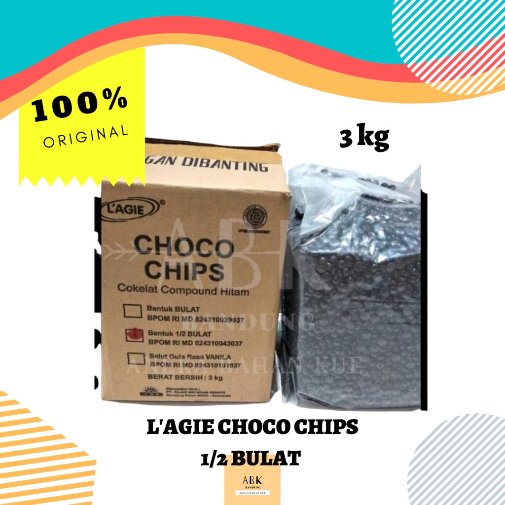 

CHOCO CHIPS 1/2 BULAT LAGIE 3KG / COKLAT CHIP L'AGIE 3 KG / COKLAT CHIPS