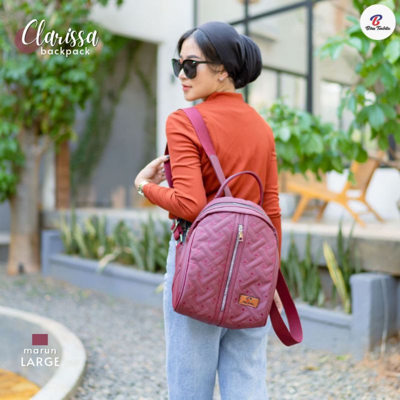 CLARISSA BAG BY BIRU TSABITA BAHAN CHOCOLY KOMBINASI BORDIR ANTI AIR RANSEL JUMBO