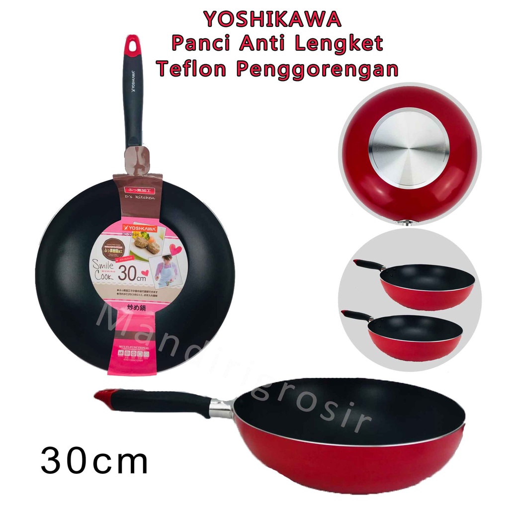 Teflon Penggorengan * YOSHIKAWA Wok Pan * Panci Anti Lengket * Wajan