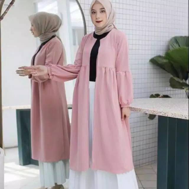 Rompi Tunik Muslim - Depan di belah - Tangan panjang pake karet