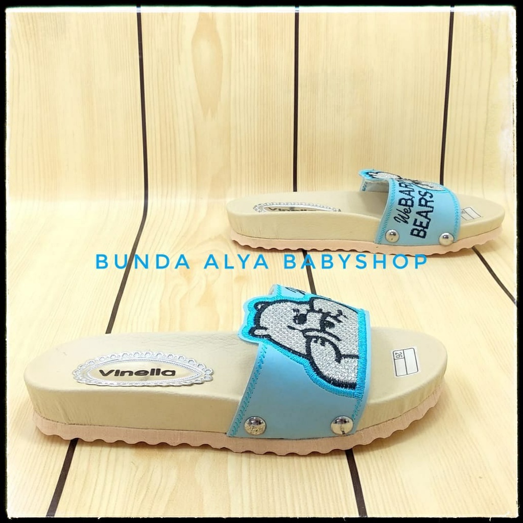 Sandal Anak Perempuan Slop Usia 3 4 5 6 7 Tahun BEAR BIRU SIze 26-35 - Sendal Anak Cewek FlipFlop Alas Karet