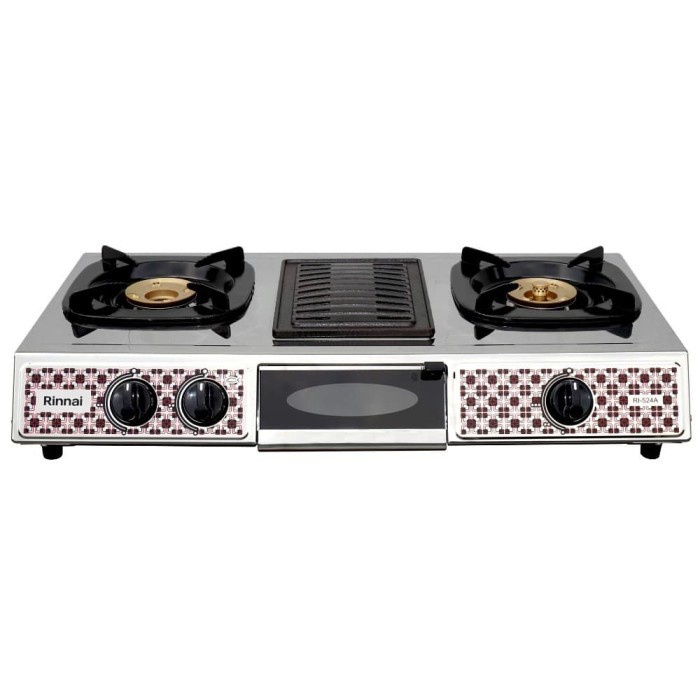 RINNAI RI-524A Kompor Gas 2 Tungku Griller - Dengan Panggangan Anti Karat