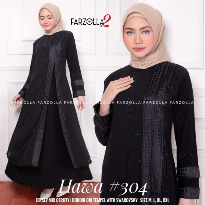 Abaya Turkey hitam bordir swarovsky hawa 304   Farzolla