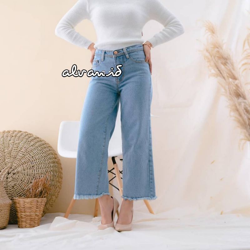 Highwaist Kulot Jeans Wanita / Kulot Jeans Rawis / Kulot Jins / Kulot