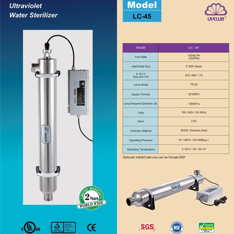 uv sterilizer 45gpm wonder / Uv 45 Gpm WONDER