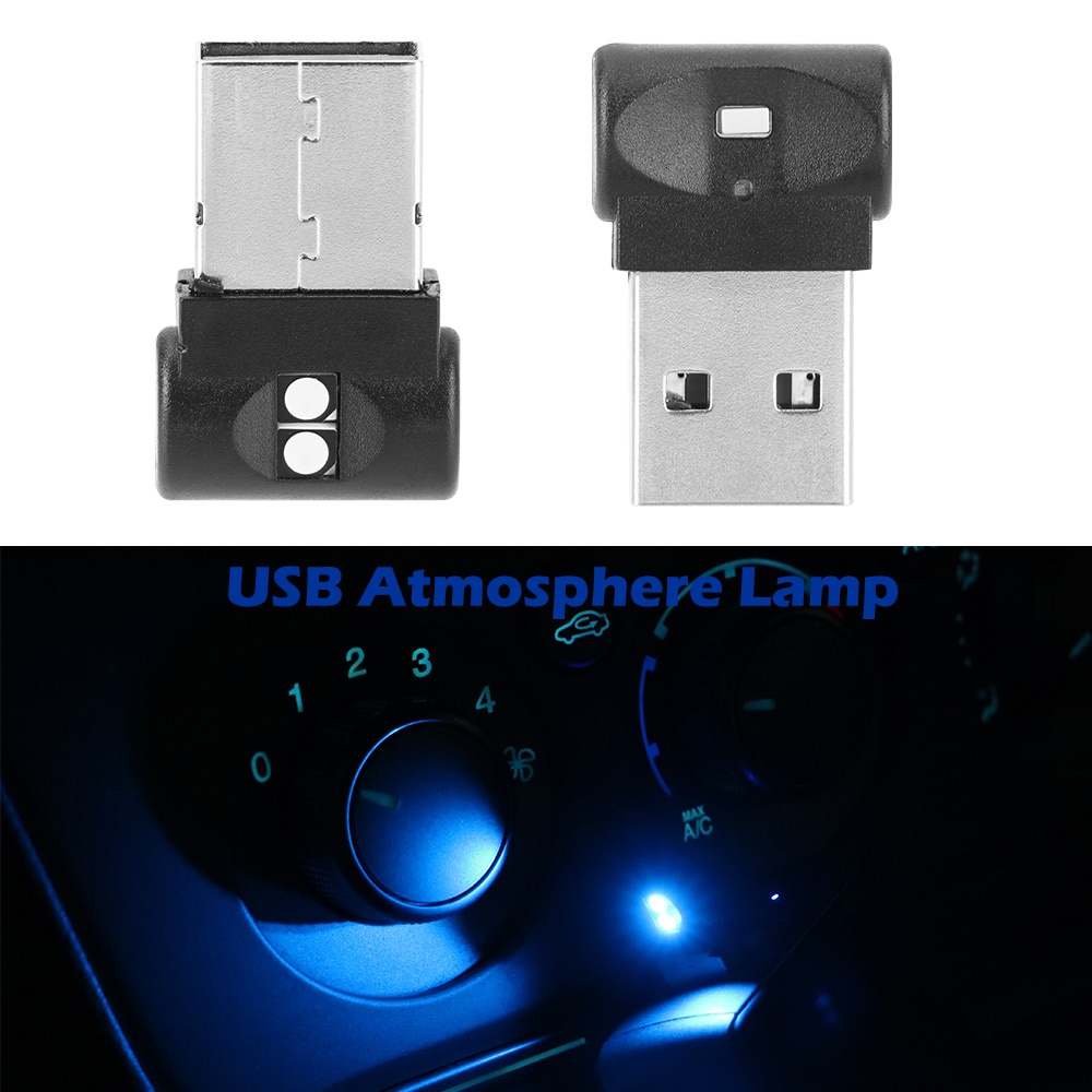 1 pcs 7 Warna Mini USB Light LED Pemodelan Cahaya Mobil Interior Dekoratif Cahaya Mobil Ambient Light Neon Interior Cahaya Barang Mobil