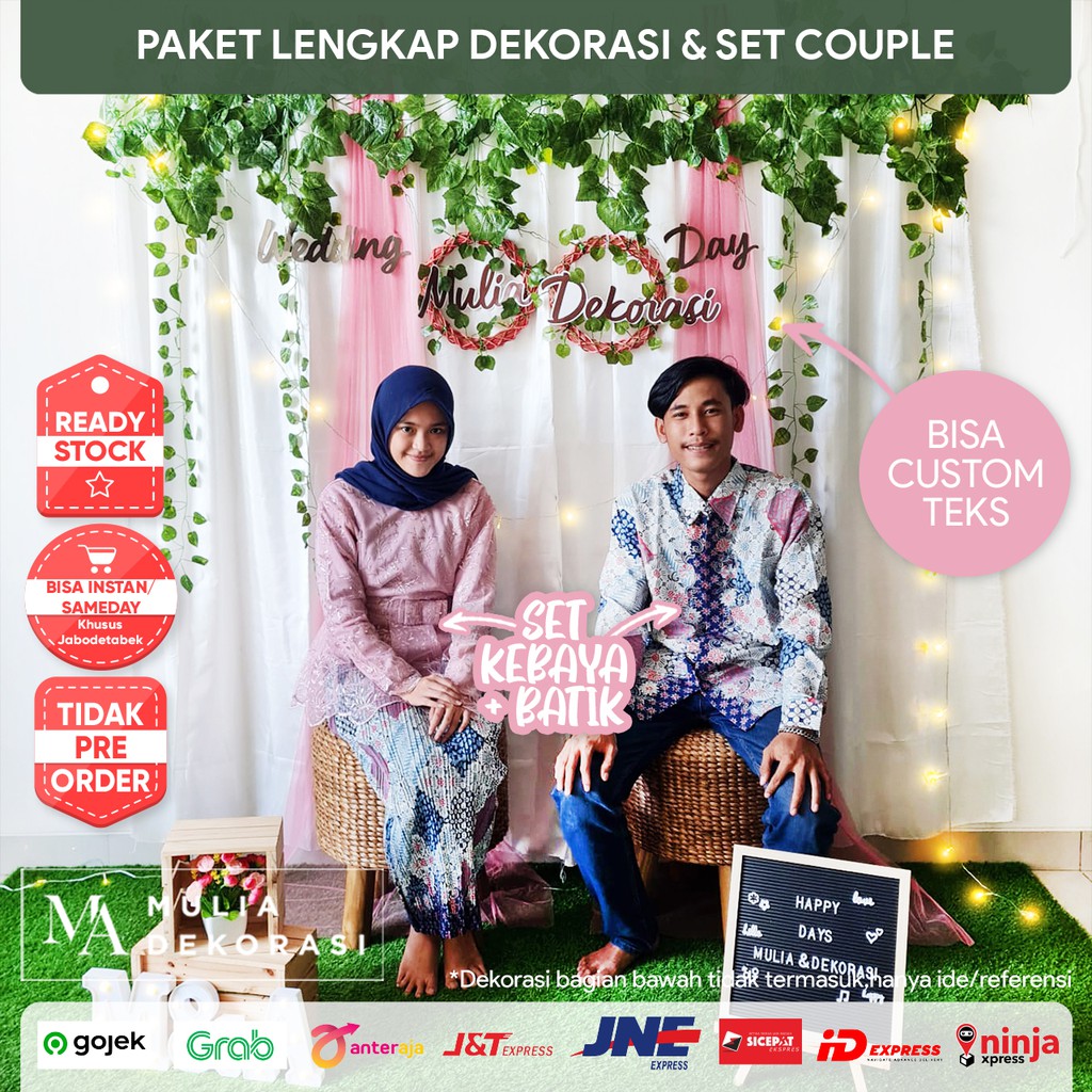 Dekorasi Lamaran Tunangan Backdrop Nikahan DIY Akad Nikah Paket MM Lengkap Dengan One Set Couple