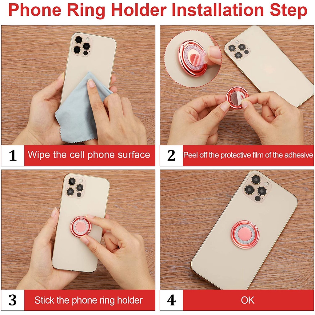 (Ring Holder Hp Universal Bisa Berputar 360 ° Bahan Metal Untuk Iphone / Android