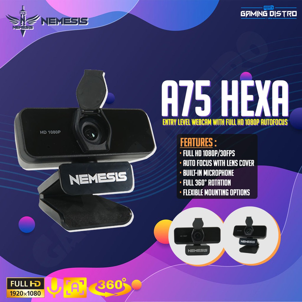 Webcam NYK Nemesis A75 Hexa Full HD 1080p - 30fps Autofocus