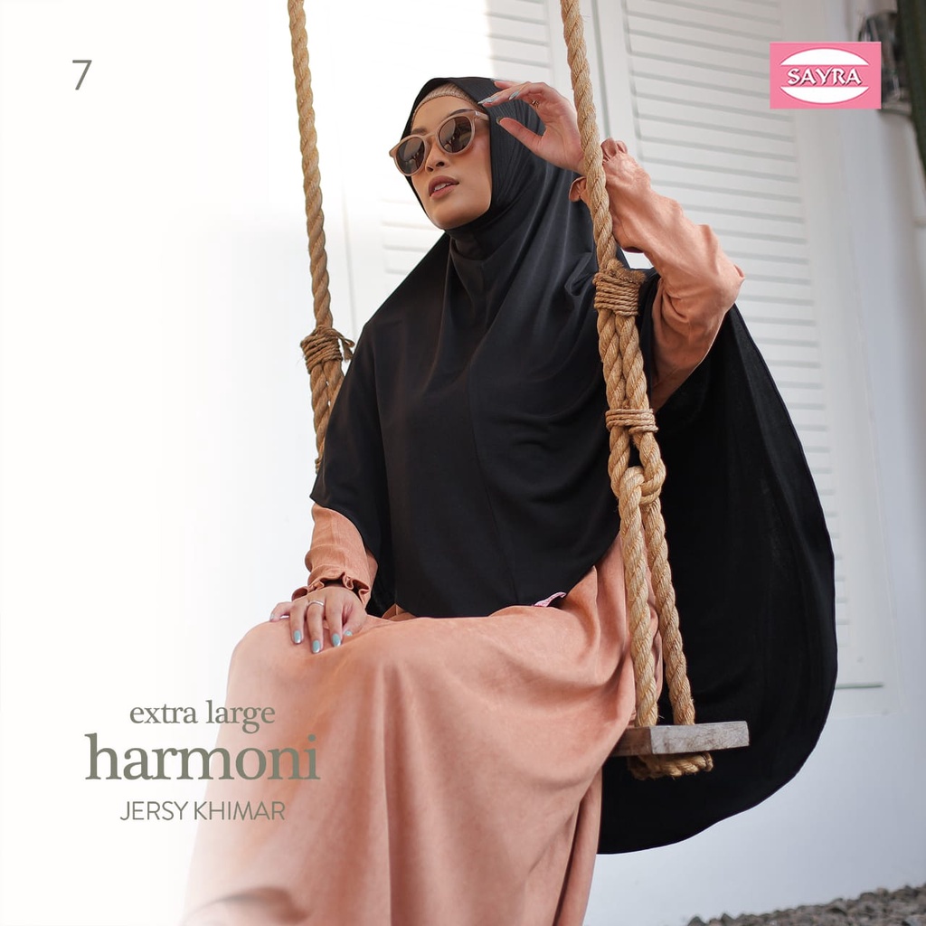 Jilbab Instan Bergo Harmoni Large & XL Jersy Khimar Ori Sayra SAYRA1-HITAM -XL