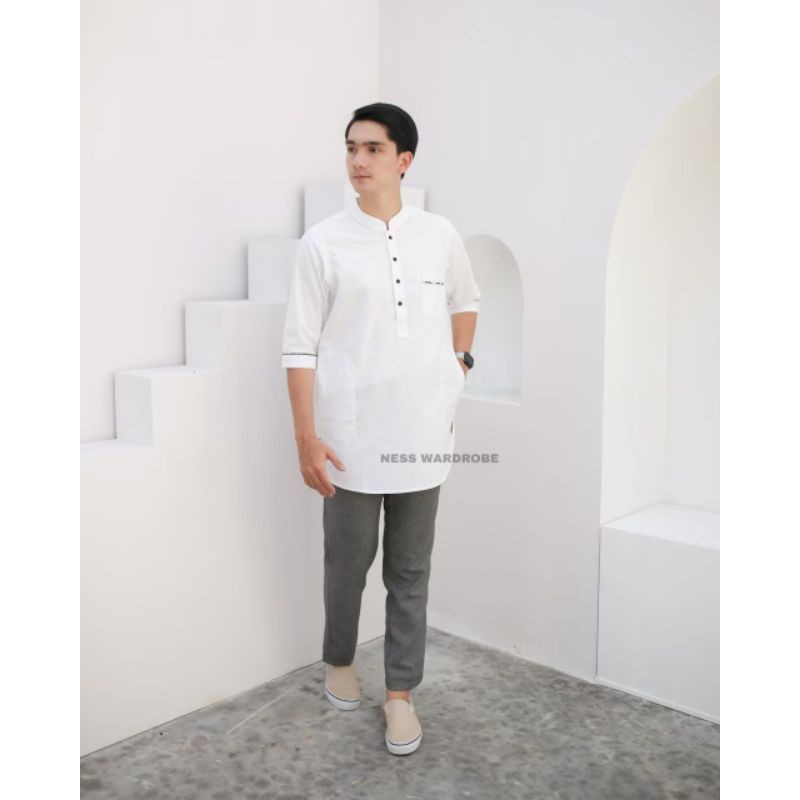 Baju Lebaran pria Koko Kurta Putih Dewasa