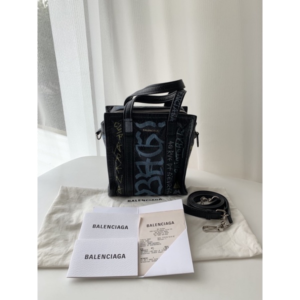 PRELOVED Balenciaga Graffiti Bazar Shopper XXS 2018 with Bag, Dustbag, Strap, Booklet and Receipt
